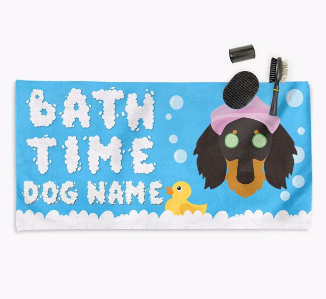 'Bubble Bath Time' Personalised Dog Towel for your {breedCommonName}